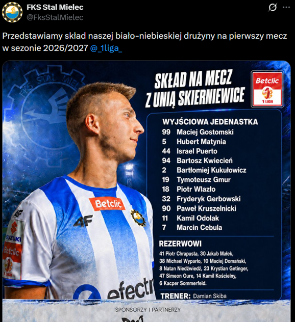 Tak wygląda GRAFIKA MECZOWA Stali Mielec xD